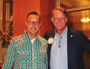 Past President Russ Swain introduces a past Rotarian Rod Tucker who intends to rejoin our club.