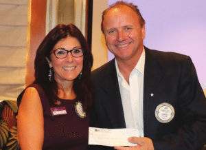 Francesca Gilbert gave her craft talk and presented Jim Hunt with a check for the upcoming Santa Clothes Event