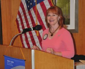 Songleader Arleen Sirois.