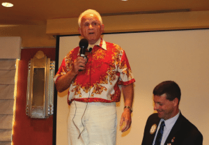 Member Jerry Engel gets on his ladder to present our opening song.