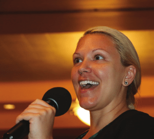 Jaime Goldsmith announced the Halloween Party details at the Treasure Island.