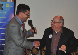 President Dave presents Stu Lipoff December’s 4-Way Test Coin for his service to the club.