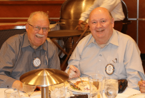 Pete Samolis and Bob Barnard join in fellowship and a picture