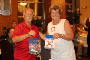 Bob Werner introduced and traded Banners with our international Guest from the Netherlands Anita America-Mantel.