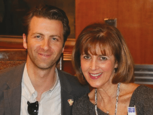 Ryan Hamilton was joined at lunch with his wife Tina.