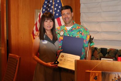 President Dave presented his wife Chieko with her first Paul Harris Award.