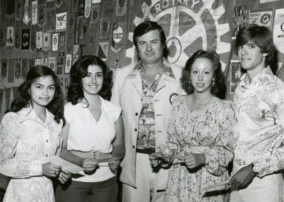 Pres Dace Welles with scholarship winners 1977