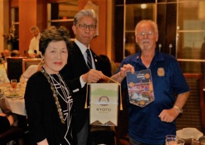 Bob Werner exchanged flags with our Rotary Guests from Kyoto Japan.