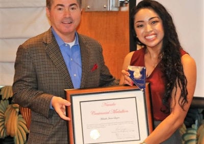 Our speaker Len Jessup presented Michelle Quizon with our Centennial Medallion for her amazing achievements as a UNLV graduate.