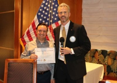 President Jim Kohl presented our speaker Brian Rosenberg with our “Share What You Can Award”.