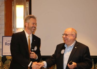President Jim rewarded Stu Lipoff with a 4 way test coin for outlining how to us our web site facebook feature.