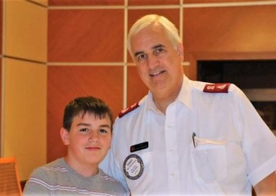 Salvation Army Major Randy Kinnamon enjoyed lunch with his grandson.