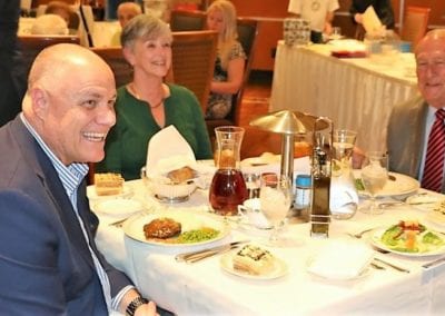 President Jim’s head table included our speaker Steve Schmitt of Catholic Charities, Becky Miracle and Brock Fraser