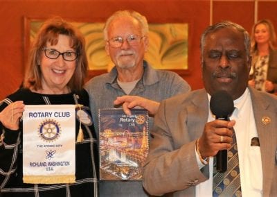 Bob Werner and Rampur exchanged banners with his visiting Rotarian from the Atomic City, Richland, Washington.