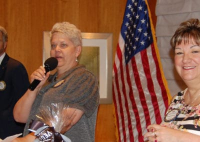 Janice Lencke and Deb Granda showed raffle items forour fundraiser.