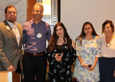 PP/AG Michael and President Jim posed for a picture with Francesca Gilbert and her Daughters Alyssa and Natalie who were awarded level II Paul Harris Fellowships by their mother.