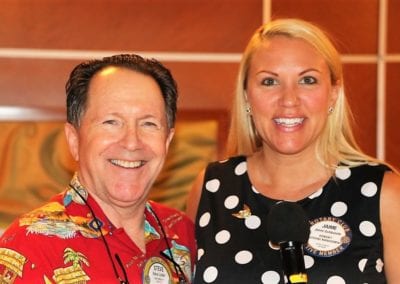 PP Steve Linder our Sergeant At Arms, posed with our SOAR Chair Jaime Goldsmith for a pause and smile photo.