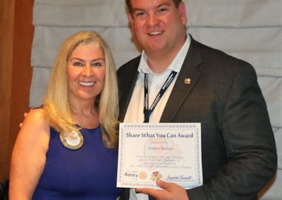 President Jackie presented our speaker with a “Share What You Can” award to benefit the local USO.