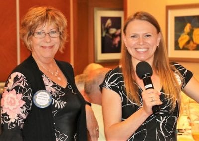 Sergeant At Arms Judith Pinkerton and Melanie Muldowney discussed the need for host families for Open World.