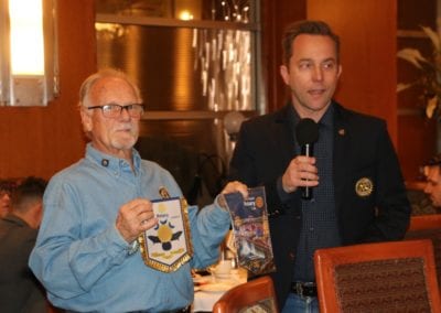 Bob Werner exchanged banners with our visiting international rotarian.