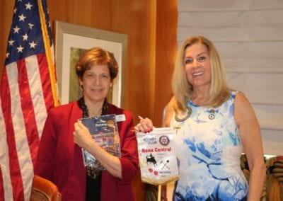 Our speaker, Kat Miller of the Reno Central Rotary Club exchanged banners with President Jackie.
