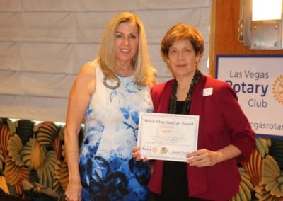 President Jackie presented our speaker Kat Miller of Nevada Department of Veteran Services with our “Share What You Can Award”.