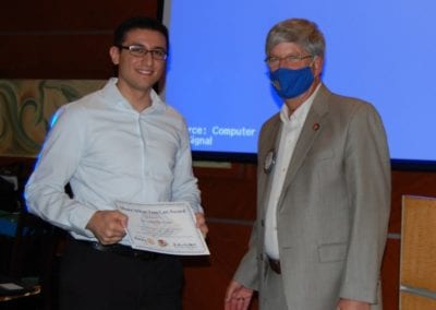 Daniel Reichman spoke on Artificial Intelligence and was awarded the Share What You Can Award by President Richard Jost.