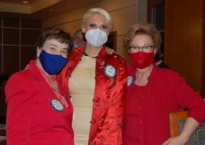 Dr. Kathy Mahon, Jamie Goldsmith, and Carolyn Sparks sporting their valentine's red.