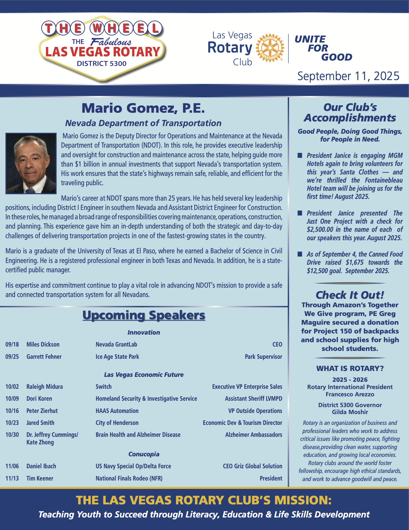 Las Vegas Rotary The Week September 11, 2025