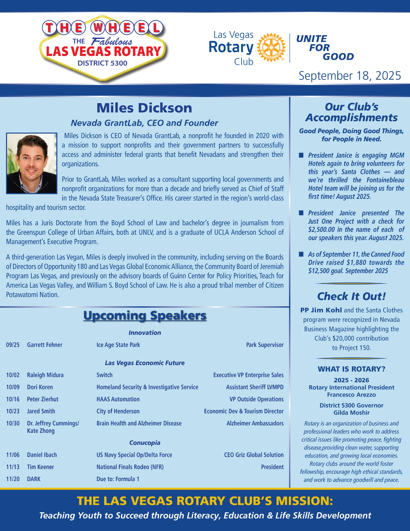 Las Vegas Rotary The Week September 18, 2025