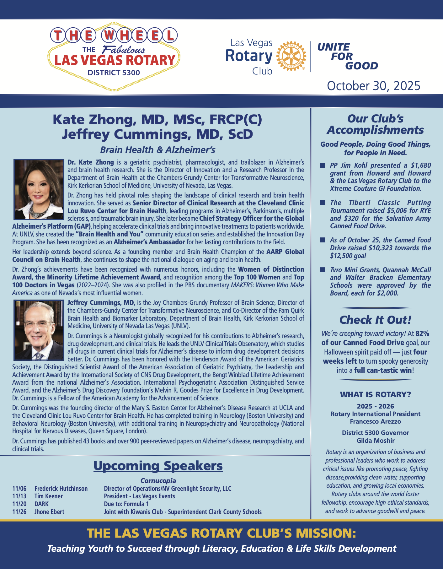 Las Vegas Rotary The Week October 30, 2025