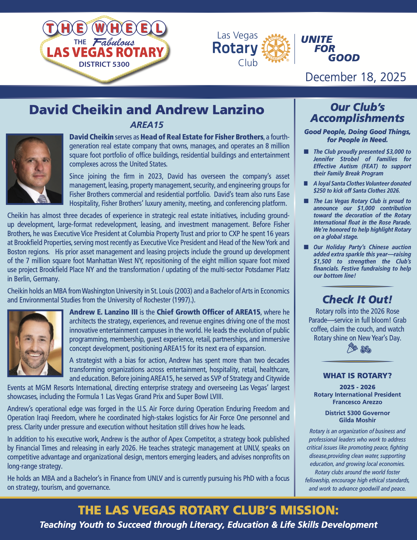 Las Vegas Rotary The Week December 18, 2025