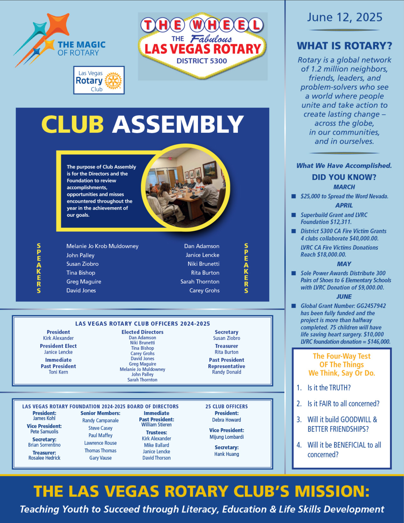 Las Vegas Rotary Wheel February 19 2026 cover page